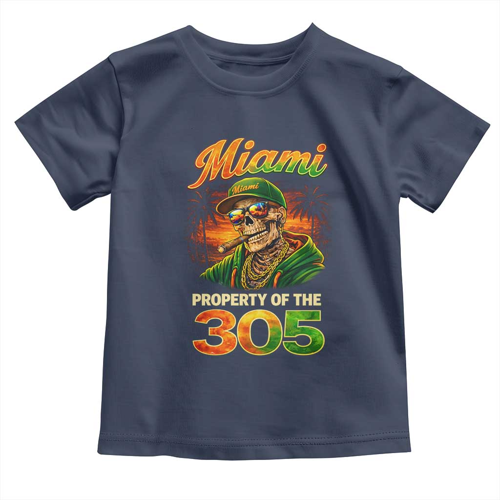 Miami Property of the 305 Skeleton Graphic Toddler T Shirt Street King with Sunset Florida Swag