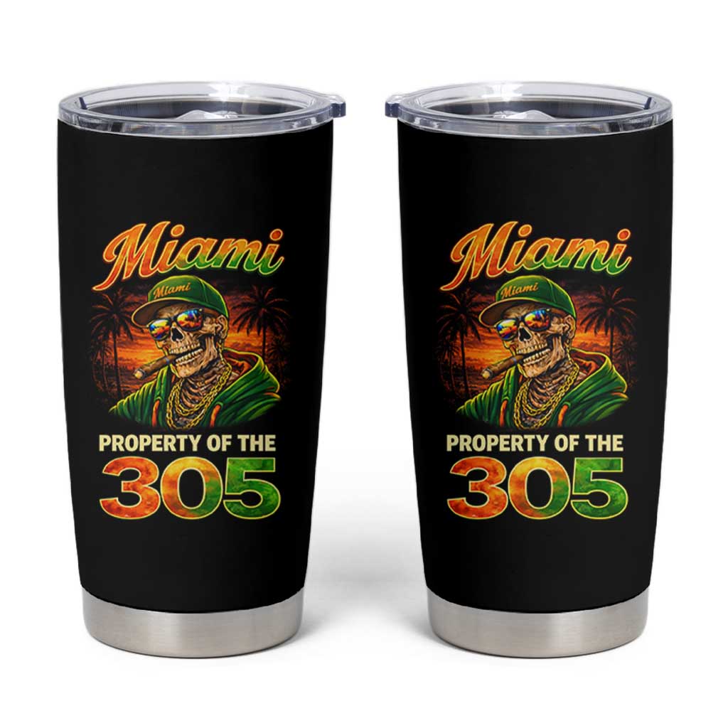 Miami Property of the 305 Skeleton Graphic Tumbler Cup Street King with Sunset Florida Swag