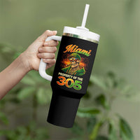 Miami Property of the 305 Skeleton Graphic Tumbler With Handle Street King with Sunset Florida Swag