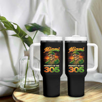 Miami Property of the 305 Skeleton Graphic Tumbler With Handle Street King with Sunset Florida Swag