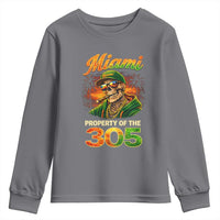 Miami Property of the 305 Skeleton Graphic Youth Sweatshirt Street King with Sunset Florida Swag