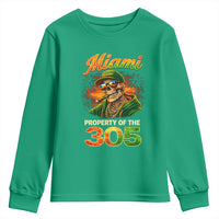 Miami Property of the 305 Skeleton Graphic Youth Sweatshirt Street King with Sunset Florida Swag