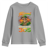 Miami Property of the 305 Skeleton Graphic Youth Sweatshirt Street King with Sunset Florida Swag