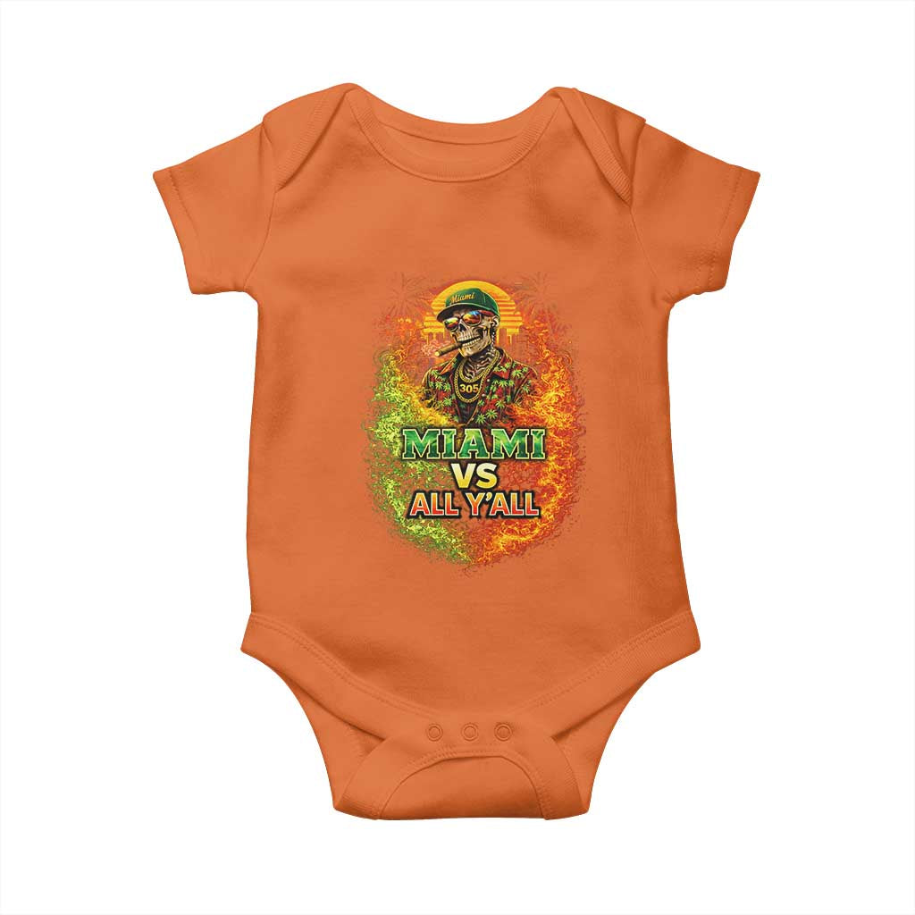 Miami vs All You All 305 Skeleton Flame Graphic Baby Onesie Tropical City Pride Florida Love