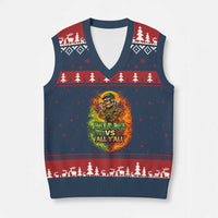 Miami vs All You All 305 Skeleton Flame Graphic V-Neck Knit Sweater Vest Tropical City Pride Florida Love