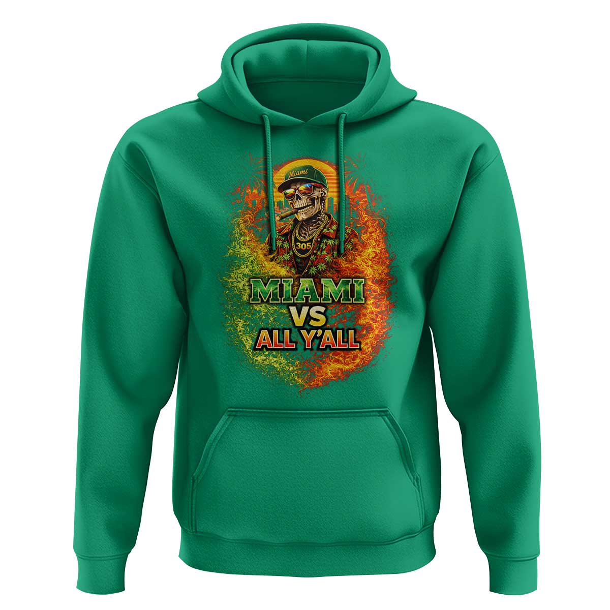 Miami vs All You All 305 Skeleton Flame Graphic Hoodie Tropical City Pride Florida Love