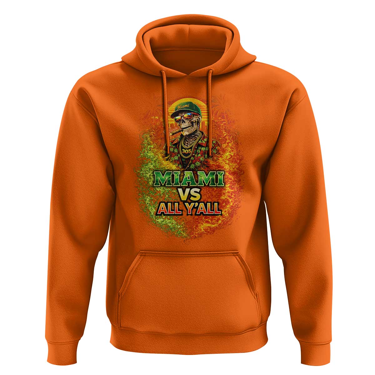 Miami vs All You All 305 Skeleton Flame Graphic Hoodie Tropical City Pride Florida Love