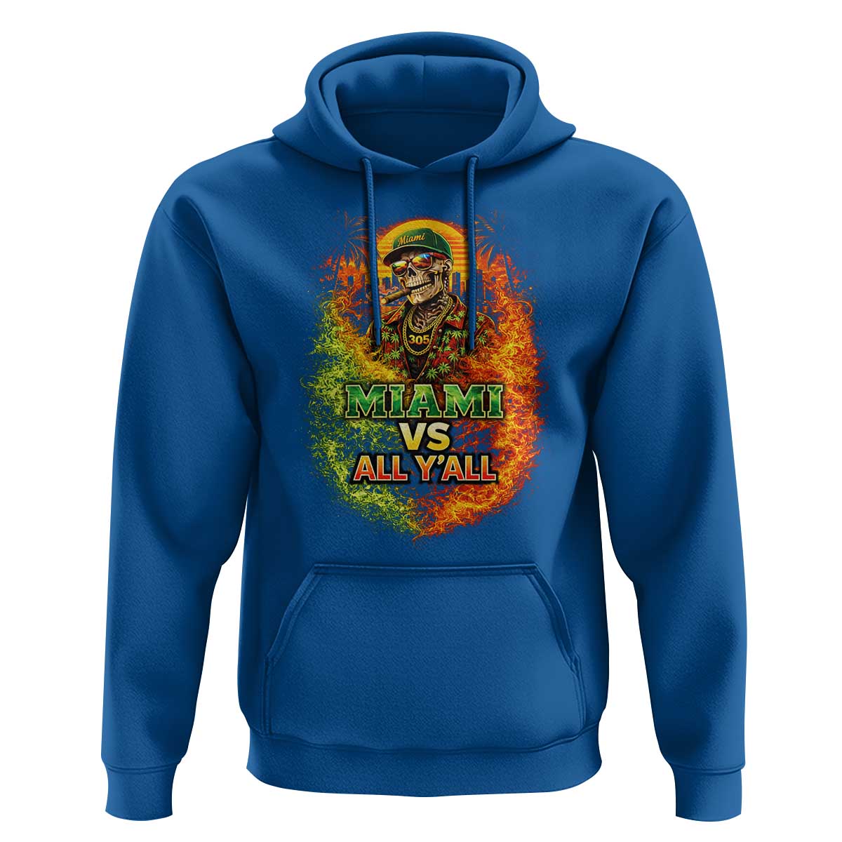 Miami vs All You All 305 Skeleton Flame Graphic Hoodie Tropical City Pride Florida Love