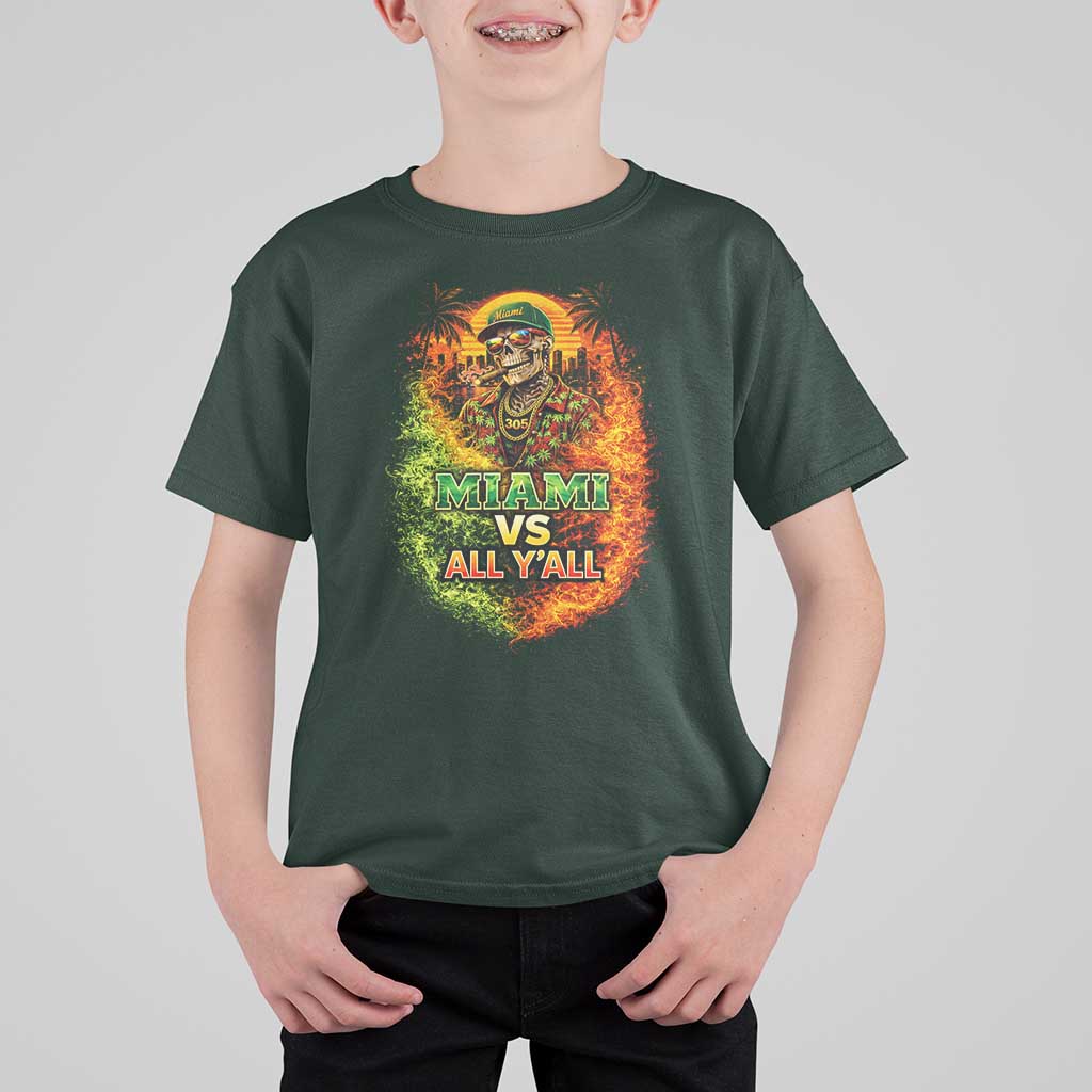 Miami vs All You All 305 Skeleton Flame Graphic T Shirt For Kid Tropical City Pride Florida Love