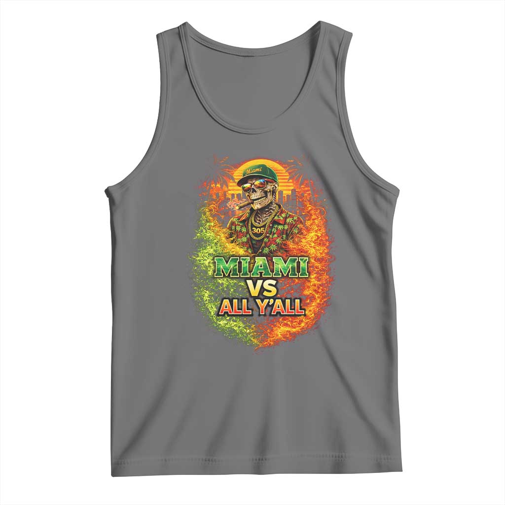 Miami vs All You All 305 Skeleton Flame Graphic Tank Top Tropical City Pride Florida Love