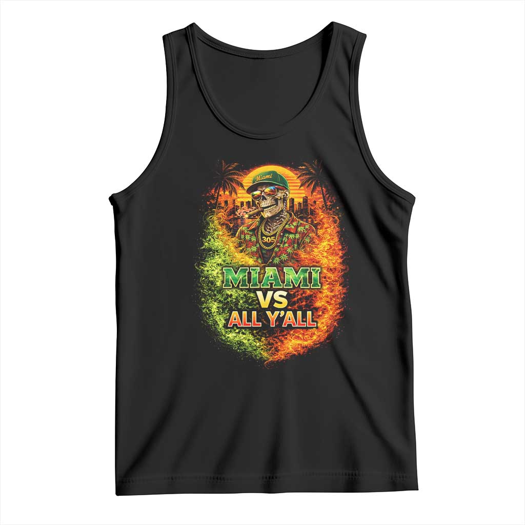 Miami vs All You All 305 Skeleton Flame Graphic Tank Top Tropical City Pride Florida Love