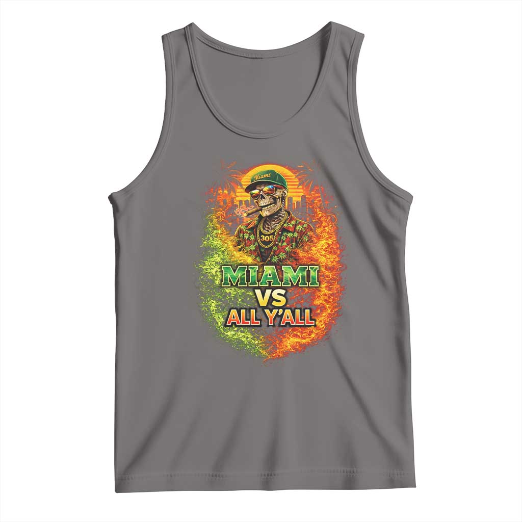 Miami vs All You All 305 Skeleton Flame Graphic Tank Top Tropical City Pride Florida Love