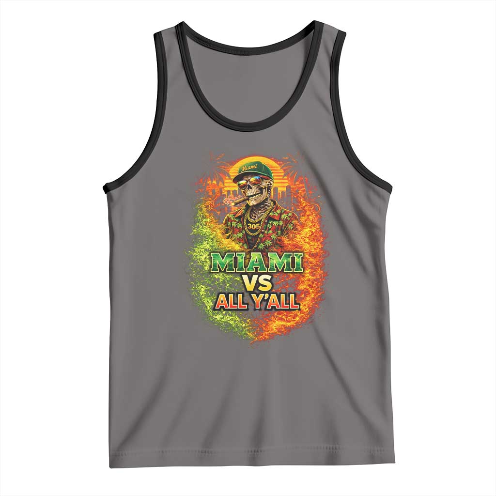 Miami vs All You All 305 Skeleton Flame Graphic Tank Top Tropical City Pride Florida Love