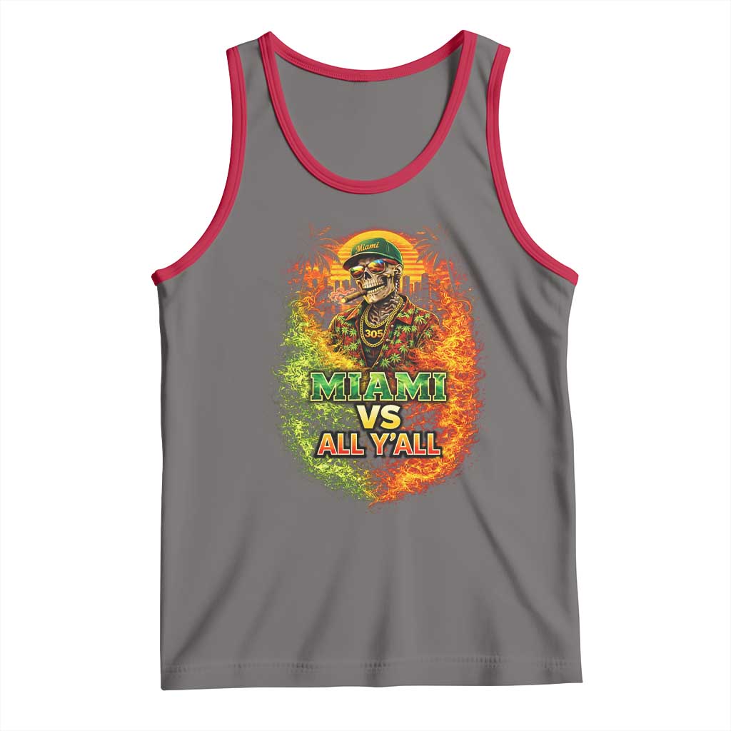 Miami vs All You All 305 Skeleton Flame Graphic Tank Top Tropical City Pride Florida Love