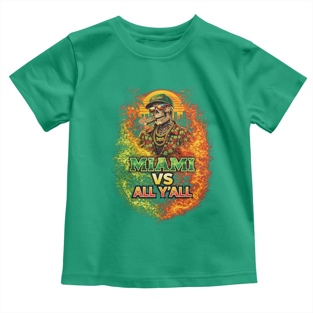 Miami vs All You All 305 Skeleton Flame Graphic Toddler T Shirt Tropical City Pride Florida Love