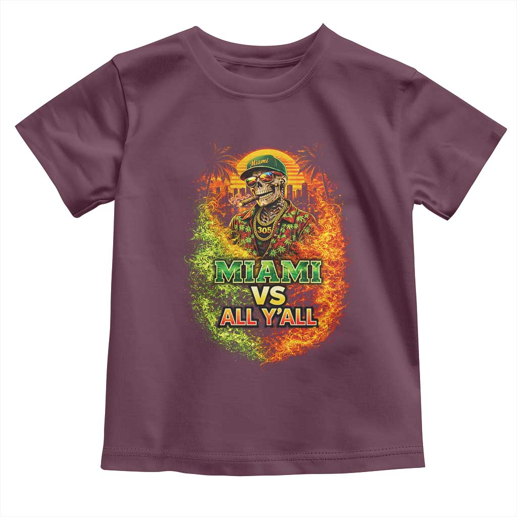 Miami vs All You All 305 Skeleton Flame Graphic Toddler T Shirt Tropical City Pride Florida Love