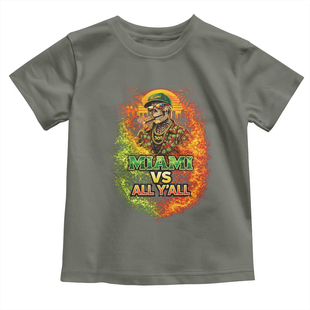 Miami vs All You All 305 Skeleton Flame Graphic Toddler T Shirt Tropical City Pride Florida Love