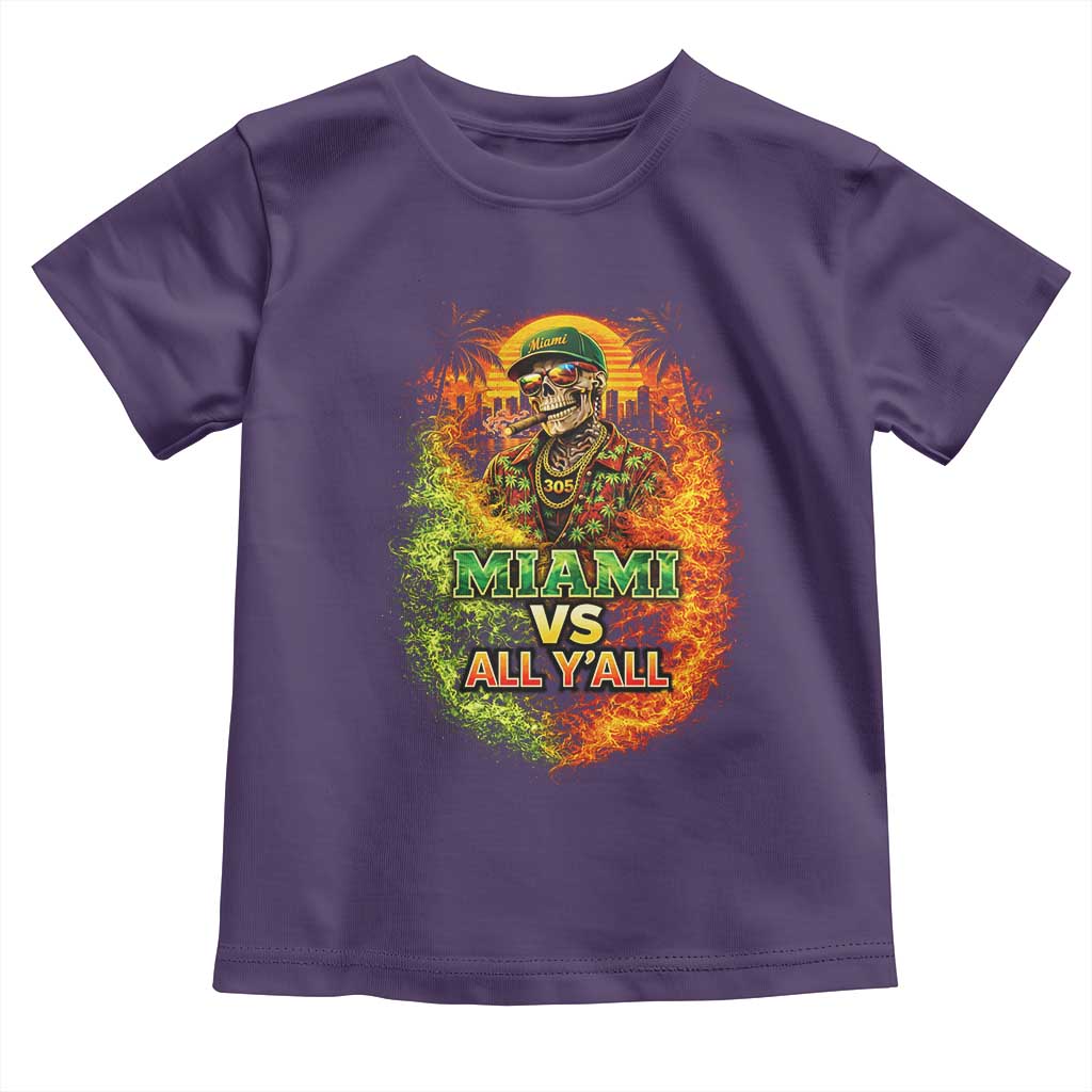 Miami vs All You All 305 Skeleton Flame Graphic Toddler T Shirt Tropical City Pride Florida Love