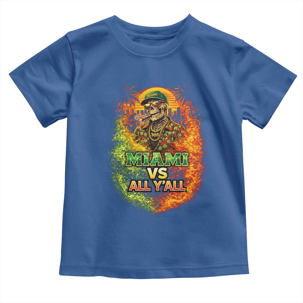 Miami vs All You All 305 Skeleton Flame Graphic Toddler T Shirt Tropical City Pride Florida Love