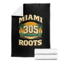 Vintage Miami 305 Roots Throw Blanket Retro Sunset Palm Trees Florida Natives