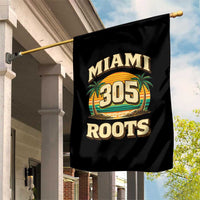 Vintage Miami 305 Roots Garden Flag Retro Sunset Palm Trees Florida Natives