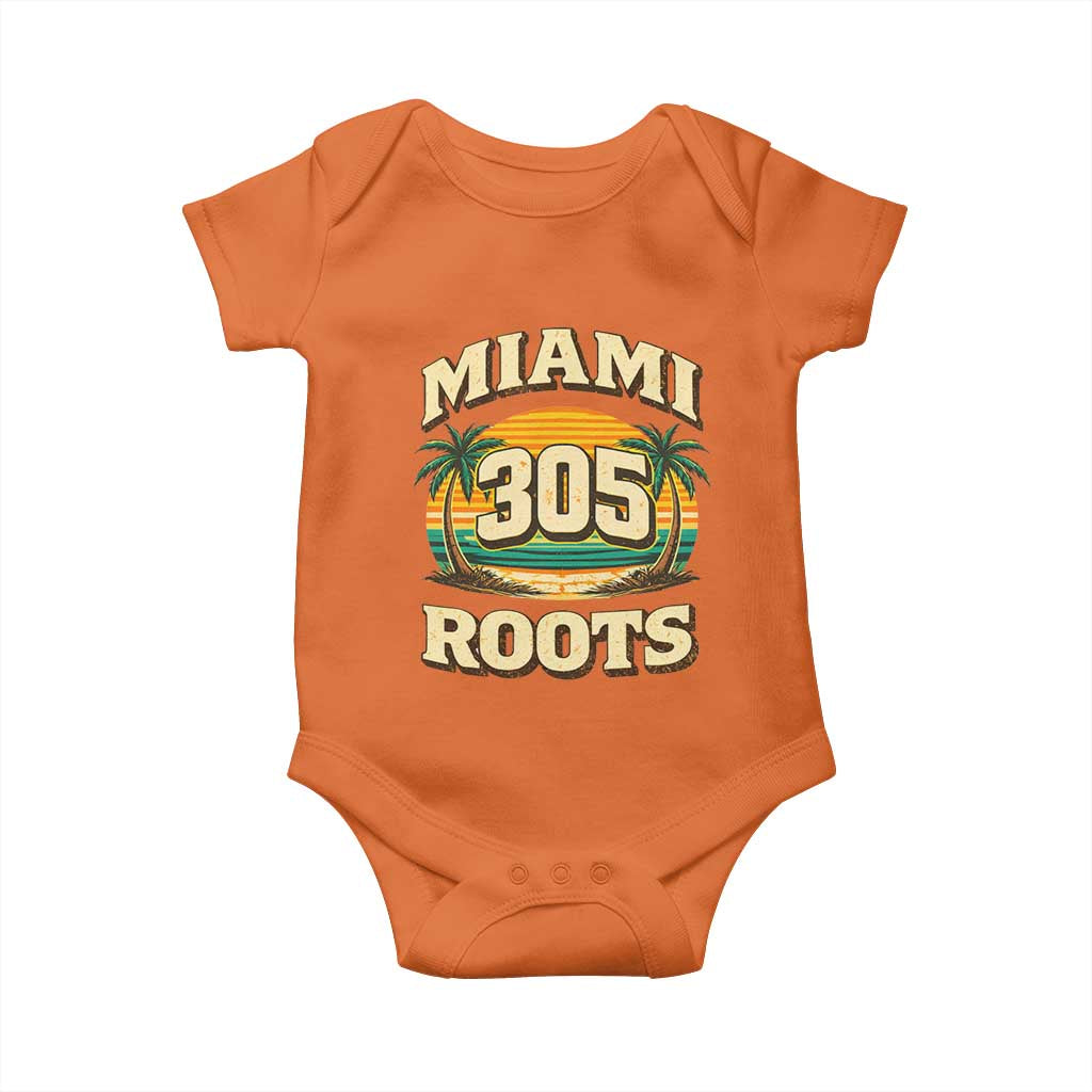 Vintage Miami 305 Roots Baby Onesie Retro Sunset Palm Trees Florida Natives