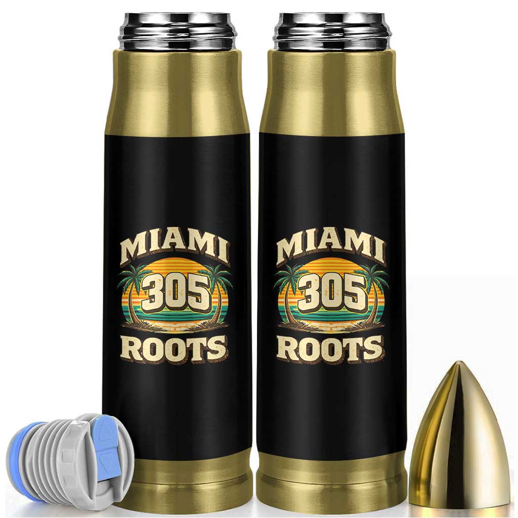 Vintage Miami 305 Roots Bullet Tumbler Retro Sunset Palm Trees Florida Natives