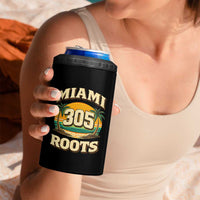 Vintage Miami 305 Roots 4 in 1 Can Cooler Tumbler Retro Sunset Palm Trees Florida Natives