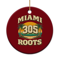 Vintage Miami 305 Roots Ceramic Ornament Retro Sunset Palm Trees Florida Natives