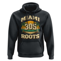 Vintage Miami 305 Roots Hoodie Retro Sunset Palm Trees Florida Natives