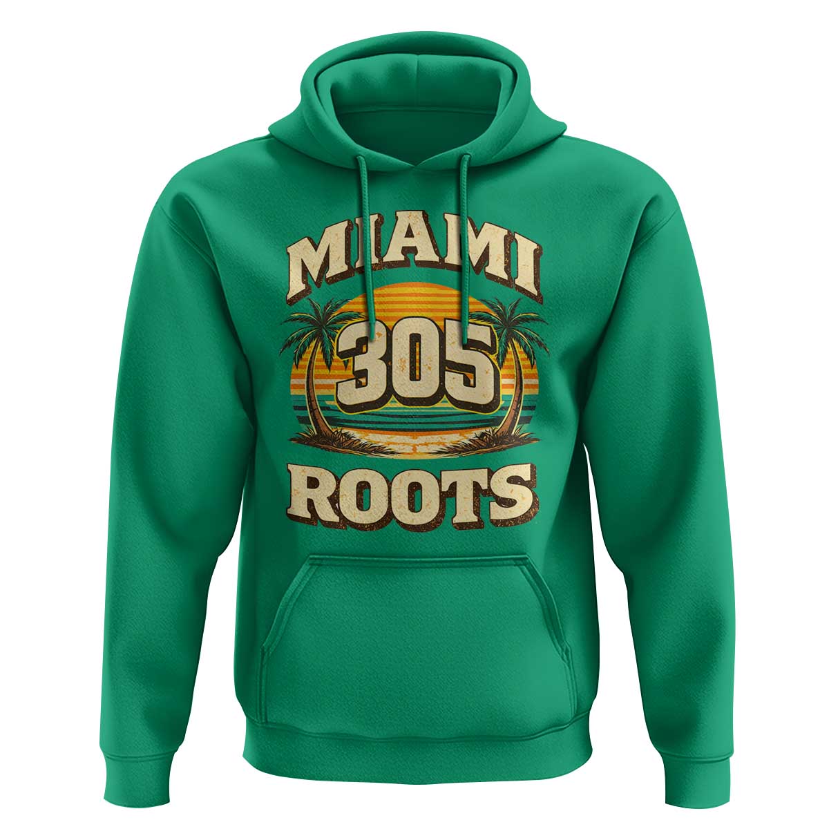 Vintage Miami 305 Roots Hoodie Retro Sunset Palm Trees Florida Natives