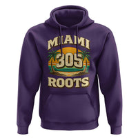 Vintage Miami 305 Roots Hoodie Retro Sunset Palm Trees Florida Natives
