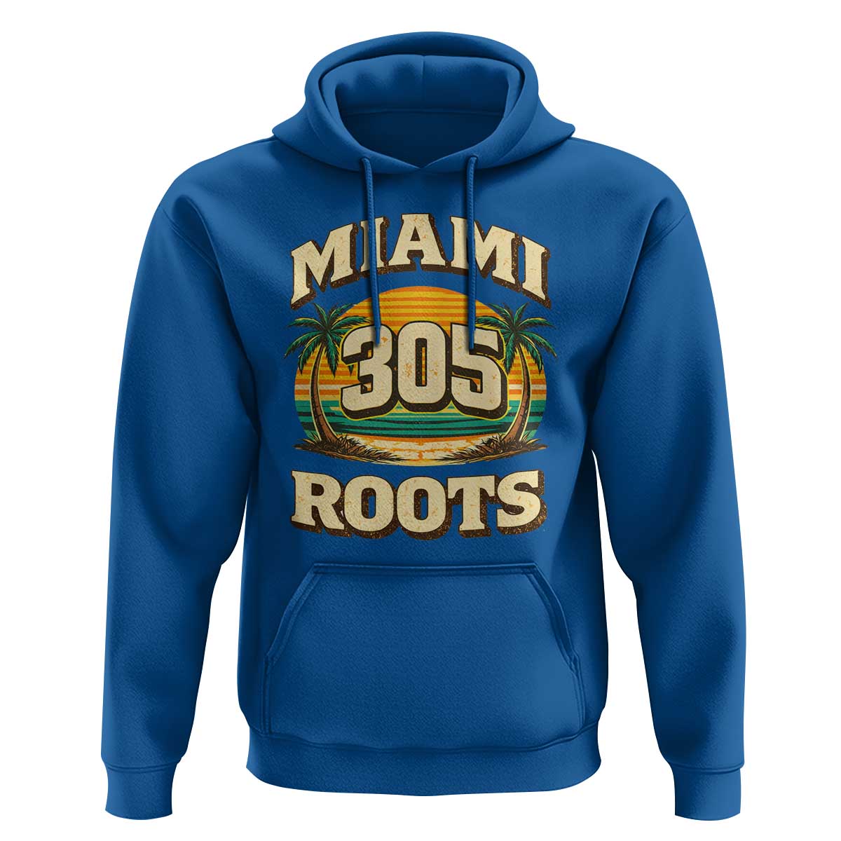 Vintage Miami 305 Roots Hoodie Retro Sunset Palm Trees Florida Natives