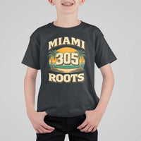 Vintage Miami 305 Roots T Shirt For Kid Retro Sunset Palm Trees Florida Natives