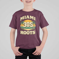 Vintage Miami 305 Roots T Shirt For Kid Retro Sunset Palm Trees Florida Natives
