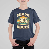 Vintage Miami 305 Roots T Shirt For Kid Retro Sunset Palm Trees Florida Natives
