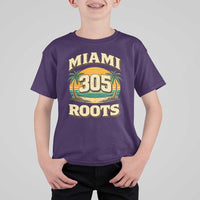 Vintage Miami 305 Roots T Shirt For Kid Retro Sunset Palm Trees Florida Natives