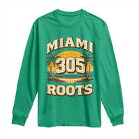 Vintage Miami 305 Roots Long Sleeve Shirt Retro Sunset Palm Trees Florida Natives