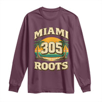 Vintage Miami 305 Roots Long Sleeve Shirt Retro Sunset Palm Trees Florida Natives