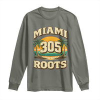 Vintage Miami 305 Roots Long Sleeve Shirt Retro Sunset Palm Trees Florida Natives