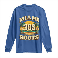 Vintage Miami 305 Roots Long Sleeve Shirt Retro Sunset Palm Trees Florida Natives