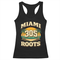 Vintage Miami 305 Roots Racerback Tank Top Retro Sunset Palm Trees Florida Natives