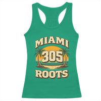 Vintage Miami 305 Roots Racerback Tank Top Retro Sunset Palm Trees Florida Natives