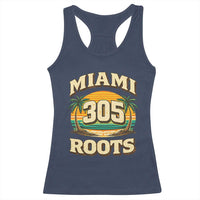 Vintage Miami 305 Roots Racerback Tank Top Retro Sunset Palm Trees Florida Natives