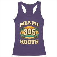 Vintage Miami 305 Roots Racerback Tank Top Retro Sunset Palm Trees Florida Natives