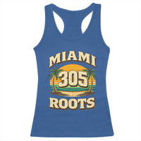 Vintage Miami 305 Roots Racerback Tank Top Retro Sunset Palm Trees Florida Natives