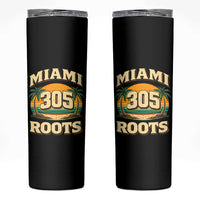 Vintage Miami 305 Roots Skinny Tumbler Retro Sunset Palm Trees Florida Natives