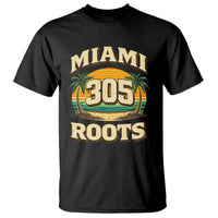 Vintage Miami 305 Roots T Shirt Retro Sunset Palm Trees Florida Natives