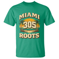 Vintage Miami 305 Roots T Shirt Retro Sunset Palm Trees Florida Natives