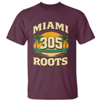 Vintage Miami 305 Roots T Shirt Retro Sunset Palm Trees Florida Natives